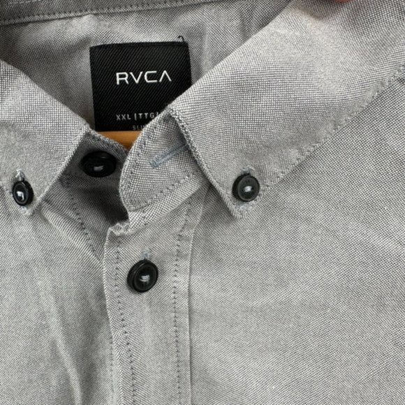 RVCA Long Sleeve Button Down Dress Shirt Casual Slim Fit Mens Size XXL Grey - Picture 5 of 8